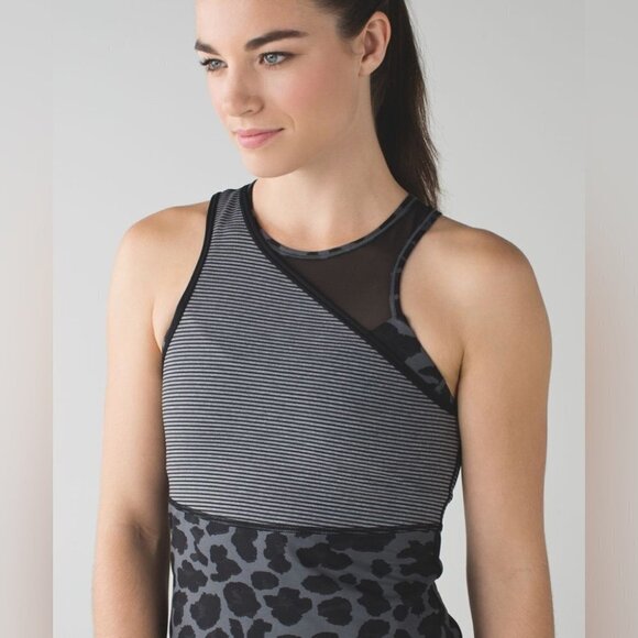 Lululemon Meshed Up Tank Top Mini Pop Stripe Heathered Slate Black  Size 4 - Picture 7 of 13